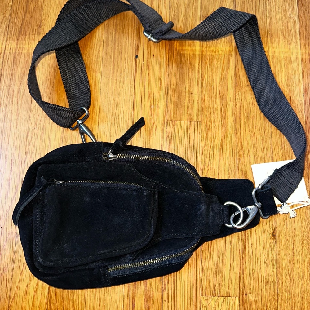 Free People - Black Suede Hudson Sling Bag